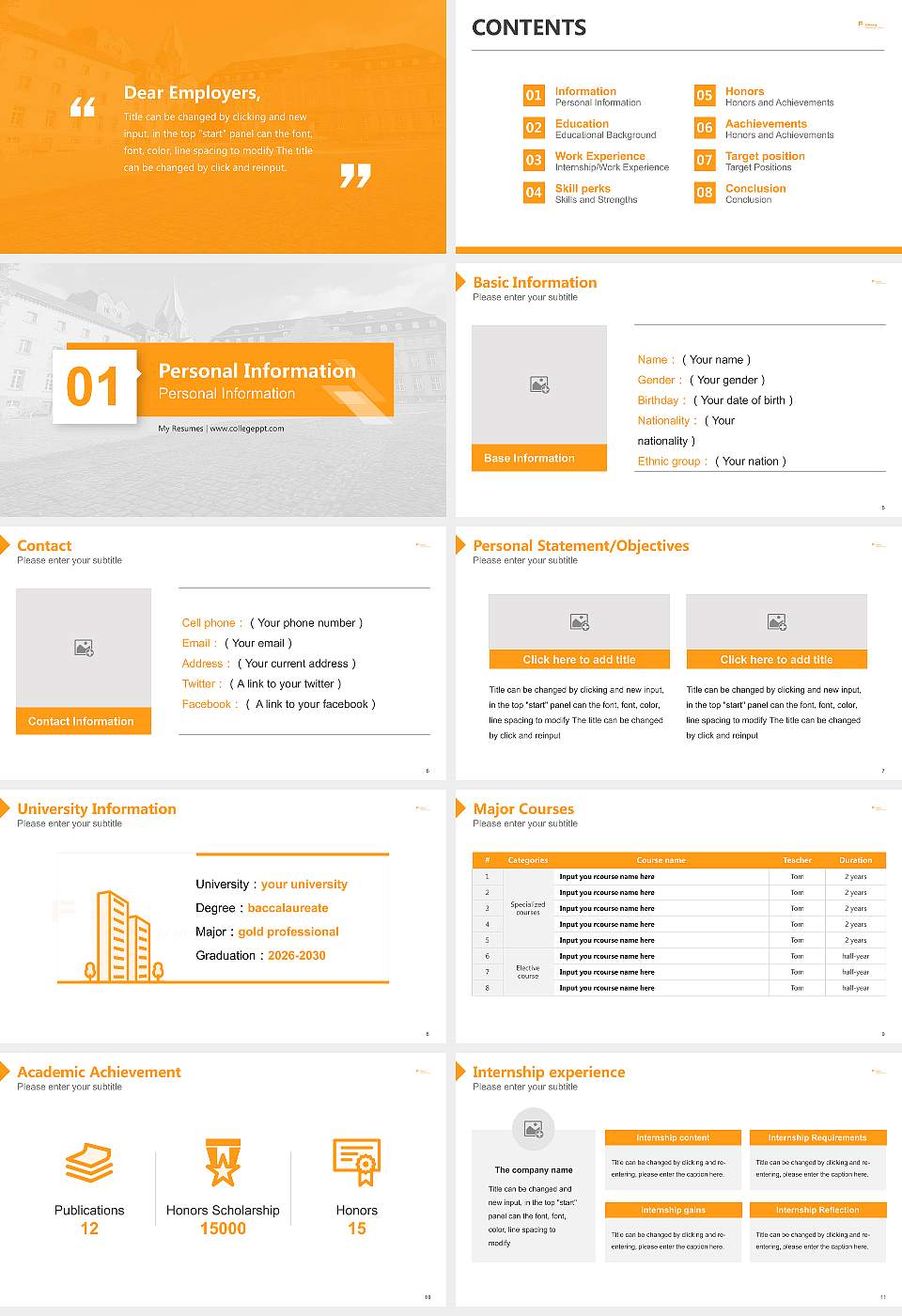 Folkwang University of the Arts Resume PPT Template16:9 ratio PPT effect preview image2