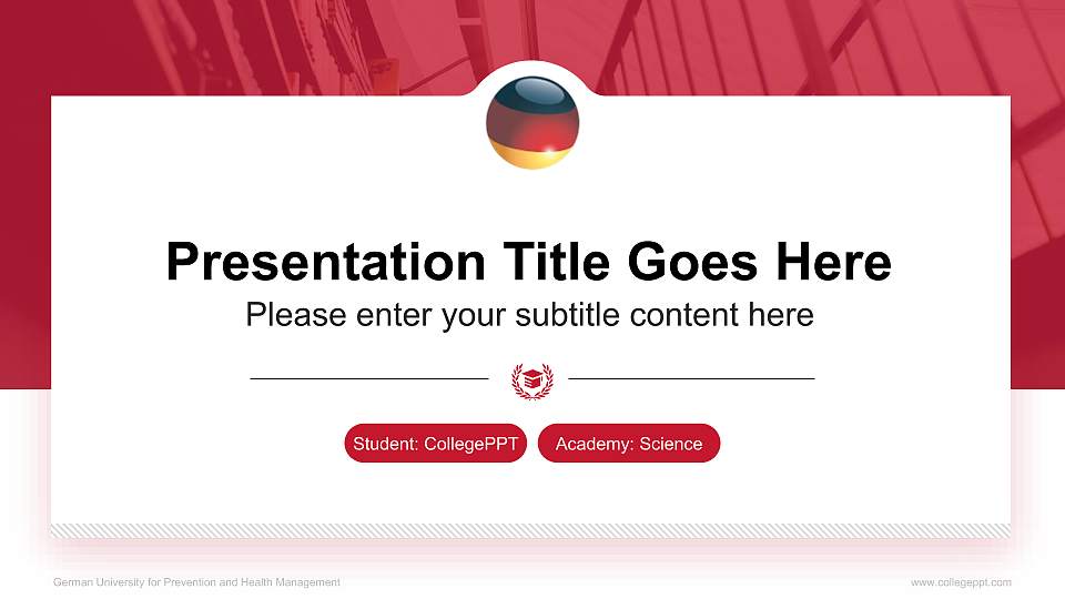 German University for Prevention and Health Management National Scholarship Defense PPT Template16:9 ratio PPT effect preview image