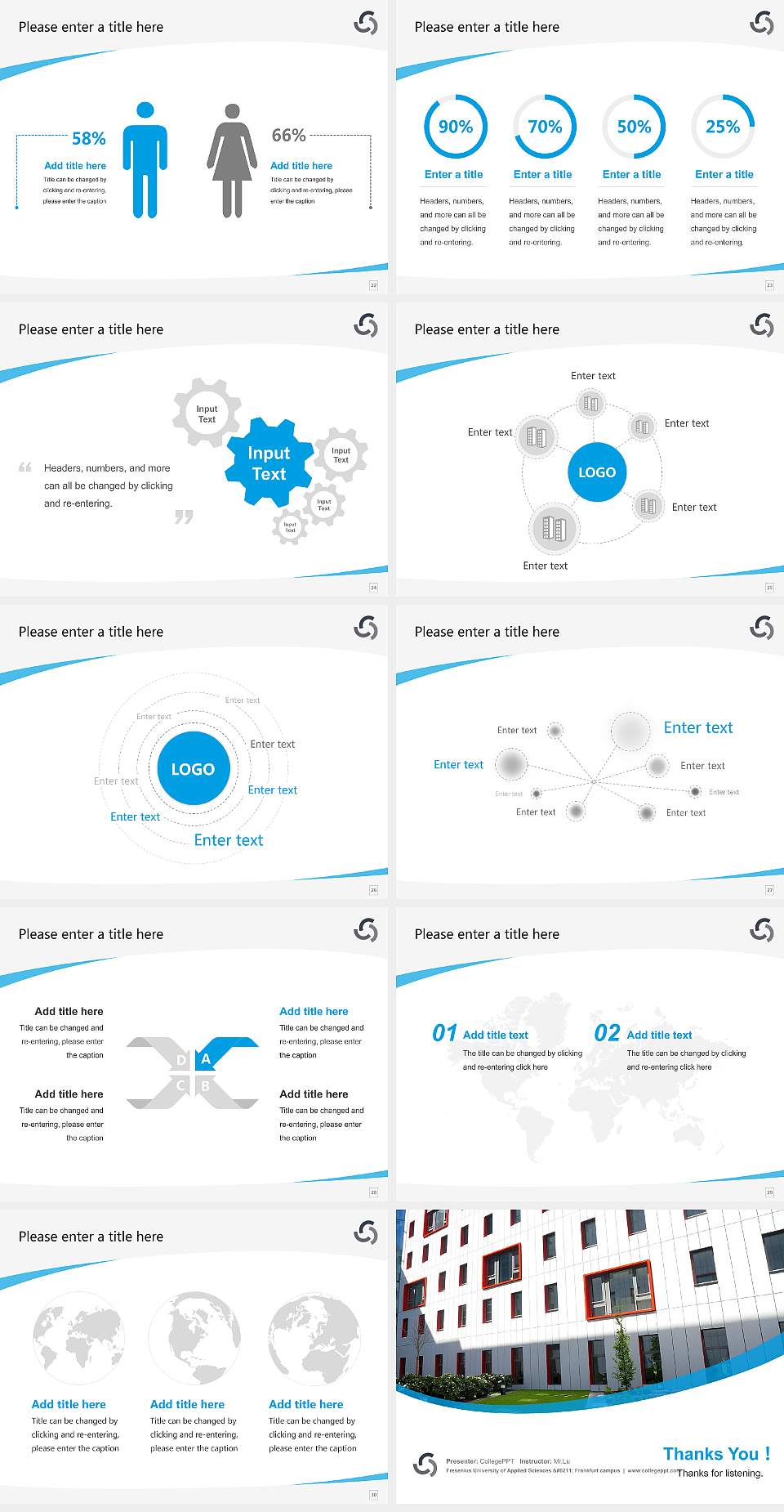 Fresenius University of Applied Sciences – Frankfurt campus Course/Courseware Creation PPT Template4:3 ratio PPT effect preview image4
