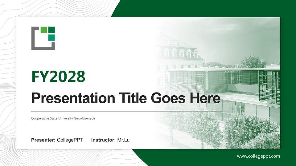 Cooperative State University Gera-Eisenach Academic Presentation/Research Findings Report PPT Template16:9 ratio PPT effect preview image