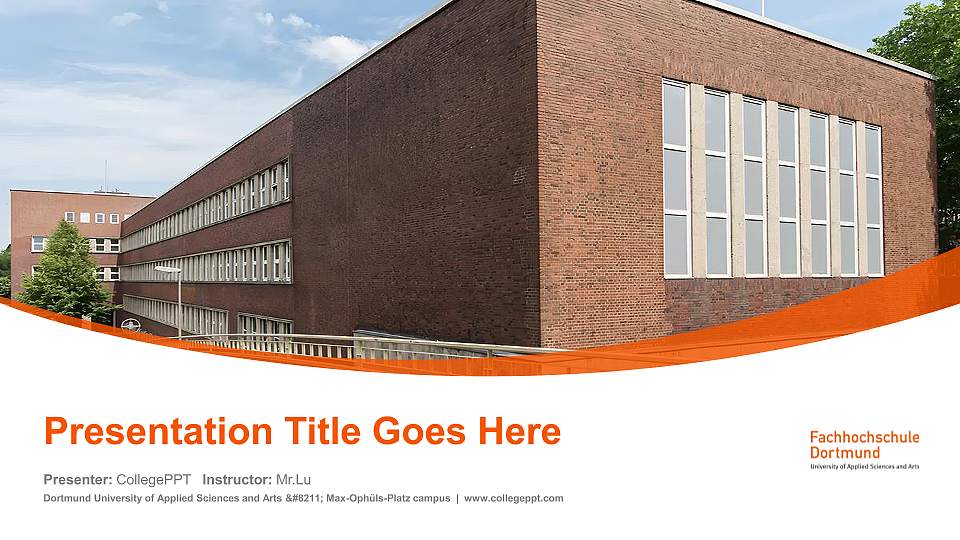 Dortmund University of Applied Sciences and Arts – Max-Ophüls-Platz campus Course/Courseware Creation PPT Template16:9 ratio PPT effect preview image
