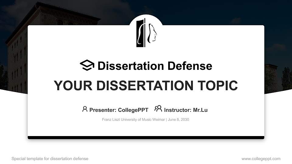 Franz Liszt University of Music Weimar Graduation Thesis Defense PPT Template16:9 ratio PPT effect preview image
