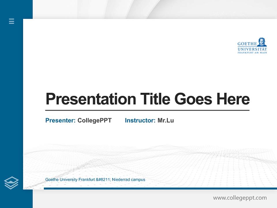 Goethe University Frankfurt – Niederrad campus Thesis Proposal/Graduation Defense PPT Template4:3 ratio PPT effect preview image5