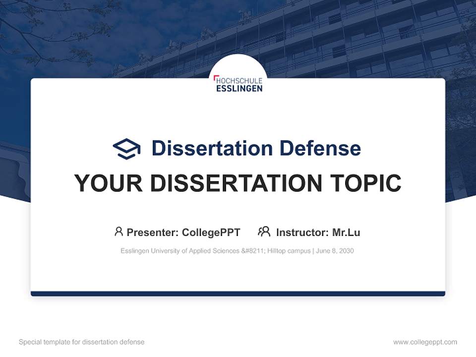 Esslingen University of Applied Sciences – Hilltop campus Graduation Thesis Defense PPT Template4:3 ratio PPT effect preview image7