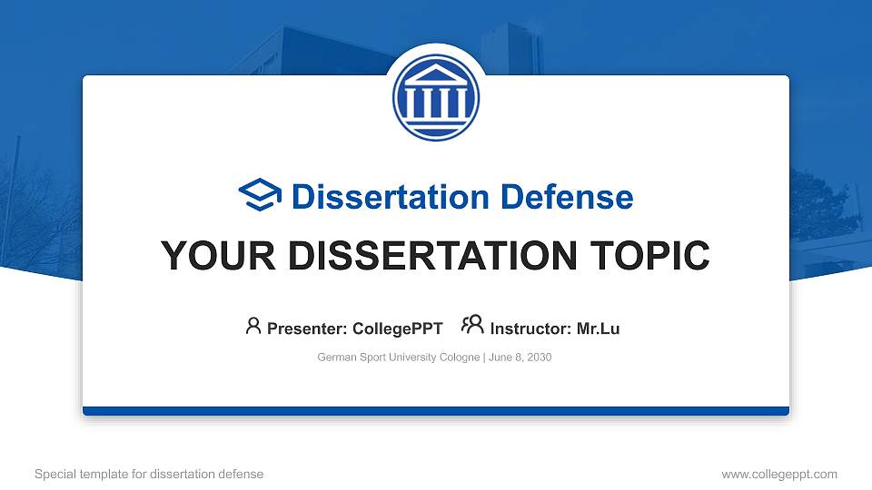 German Sport University Cologne Graduation Thesis Defense PPT Template16:9 ratio PPT effect preview image
