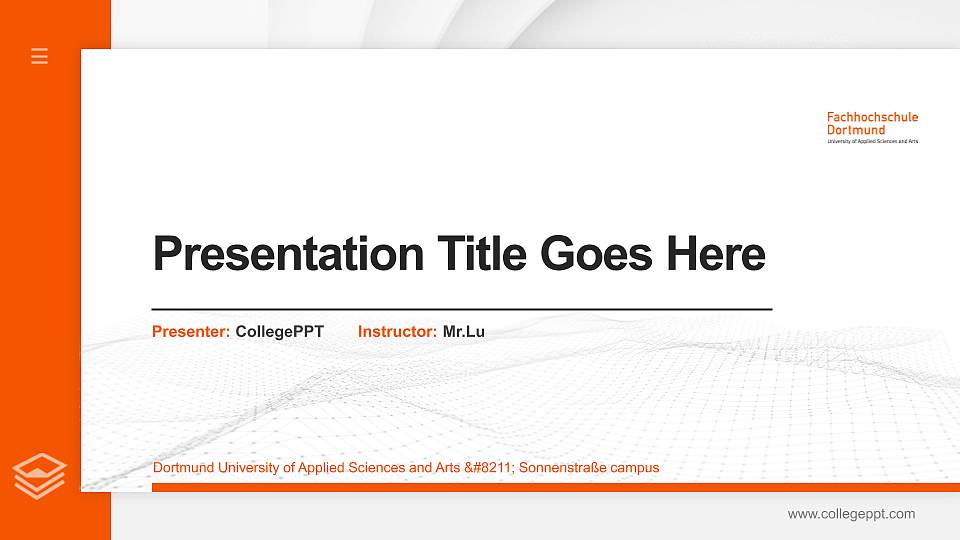 Dortmund University of Applied Sciences and Arts – Sonnenstraße campus Thesis Proposal/Graduation Defense PPT Template16:9 ratio PPT effect preview image