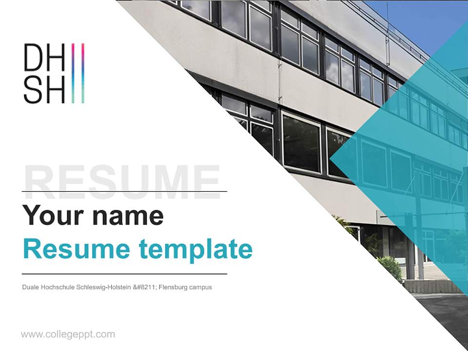 Duale Hochschule Schleswig-Holstein – Flensburg campus Resume PPT Template4:3 ratio PPT effect preview image5