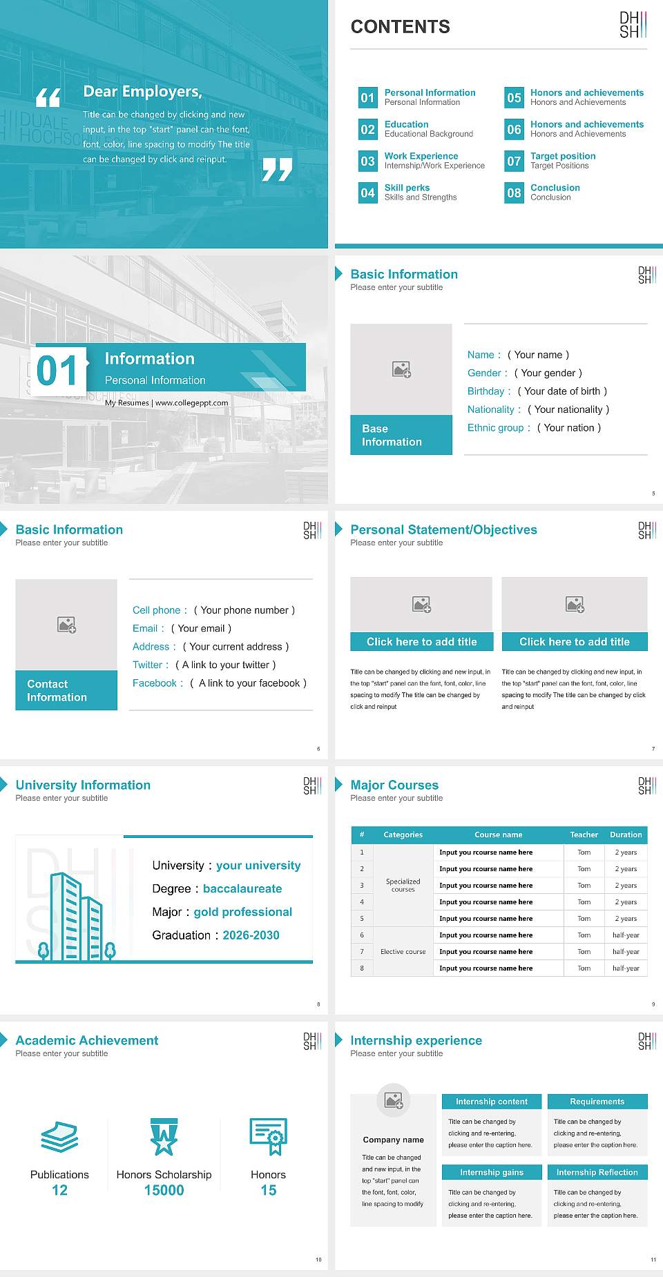 Duale Hochschule Schleswig-Holstein – Flensburg campus Resume PPT Template4:3 ratio PPT effect preview image2