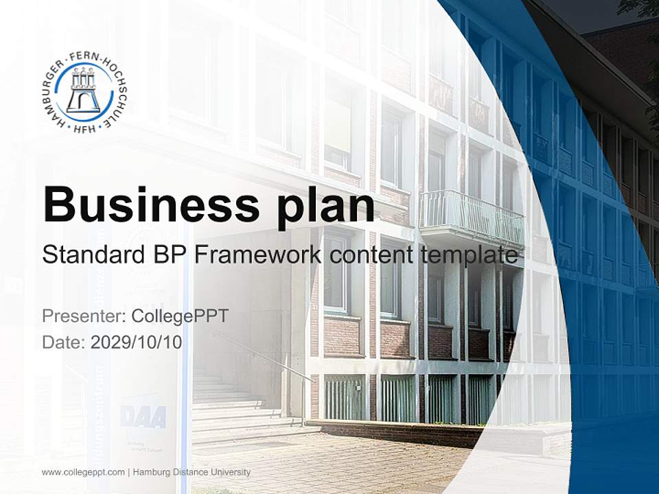 Hamburg Distance University Competition/Entrepreneurship Contest PPT Template4:3 ratio PPT effect preview image9