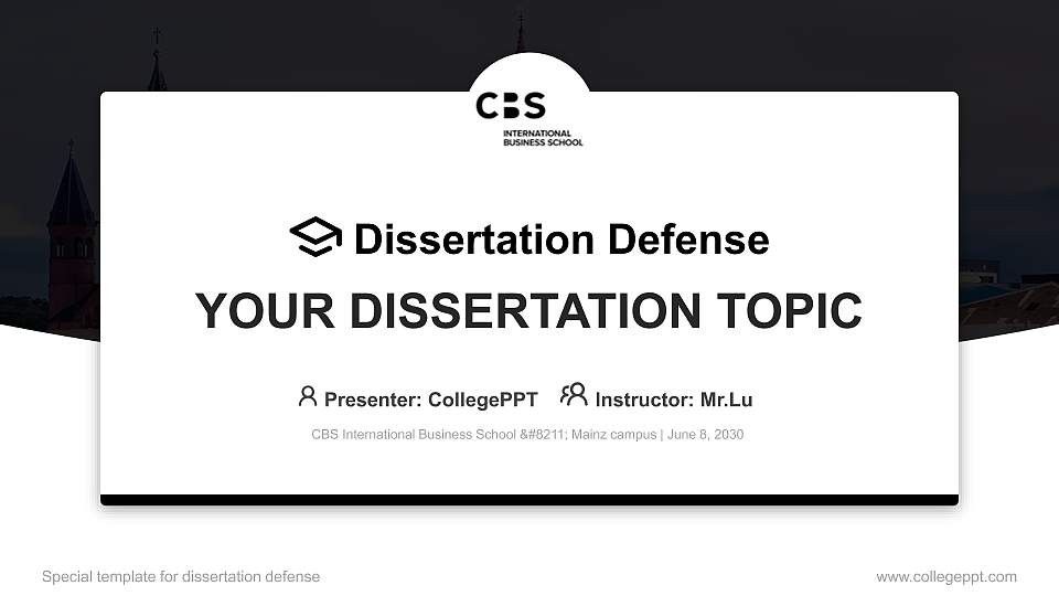 CBS International Business School – Mainz campus Graduation Thesis Defense PPT Template16:9 ratio PPT effect preview image