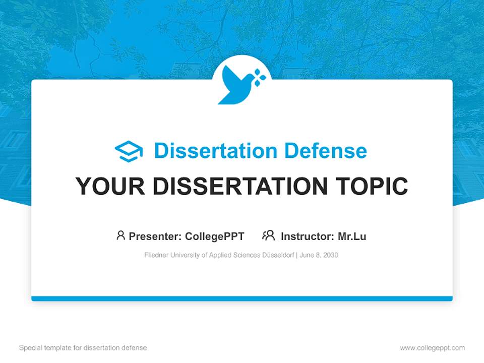 Fliedner University of Applied Sciences Düsseldorf Graduation Thesis Defense PPT Template4:3 ratio PPT effect preview image7