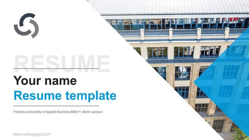 Fresenius University of Applied Sciences – Berlin campus Resume PPT Template16:9 ratio PPT effect preview image