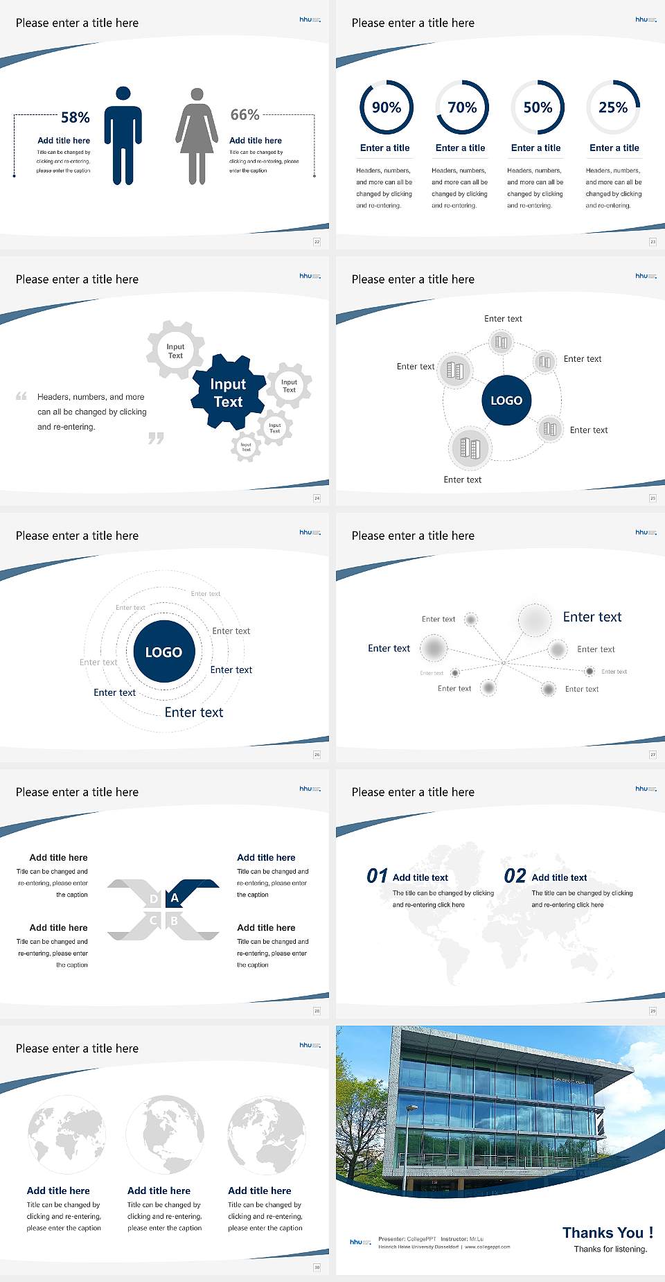 Heinrich Heine University Düsseldorf Course/Courseware Creation PPT Template4:3 ratio PPT effect preview image4