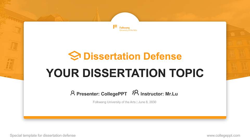 Folkwang University of the Arts Graduation Thesis Defense PPT Template16:9 ratio PPT effect preview image
