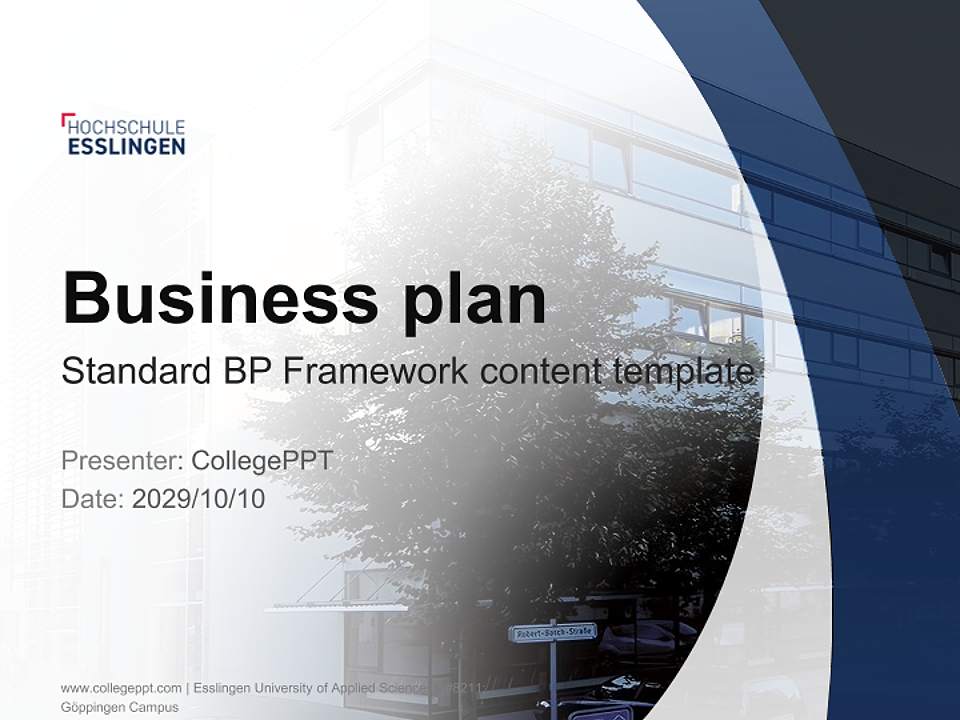 Esslingen University of Applied Sciences – Göppingen Campus Competition/Entrepreneurship Contest PPT Template4:3 ratio PPT effect preview image9
