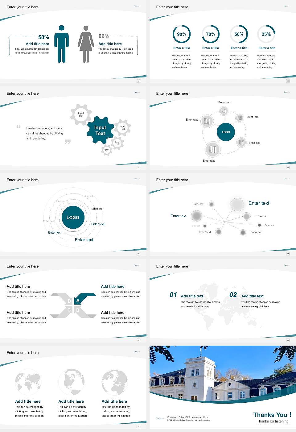 HMU Health and Medical University Course/Courseware Creation PPT Template16:9 ratio PPT effect preview image4