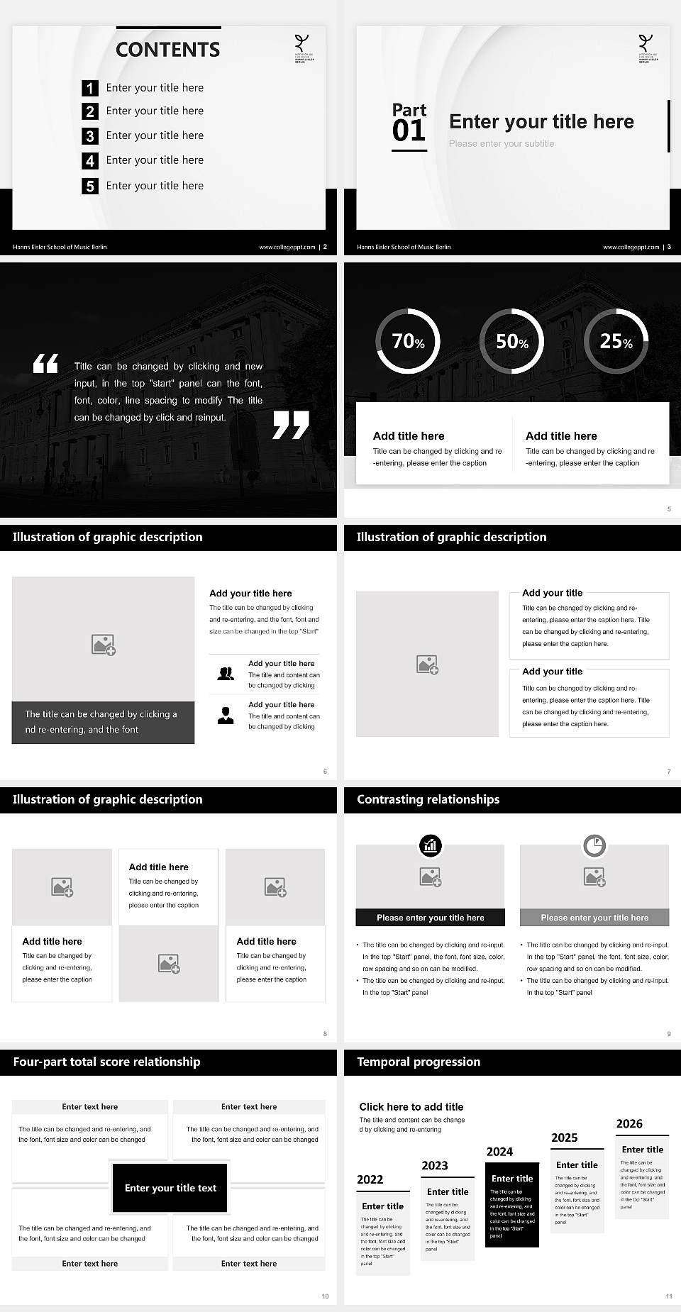 Hanns Eisler School of Music Berlin Thesis Proposal/Graduation Defense PPT Template4:3 ratio PPT effect preview image2