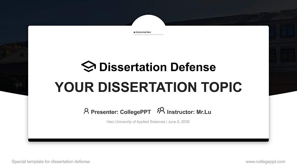 Harz University of Applied Sciences Graduation Thesis Defense PPT Template16:9 ratio PPT effect preview image