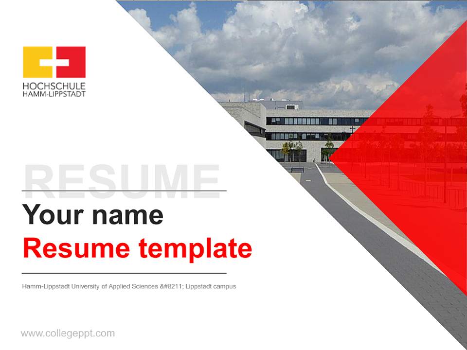 Hamm-Lippstadt University of Applied Sciences – Lippstadt campus Resume PPT Template4:3 ratio PPT effect preview image5