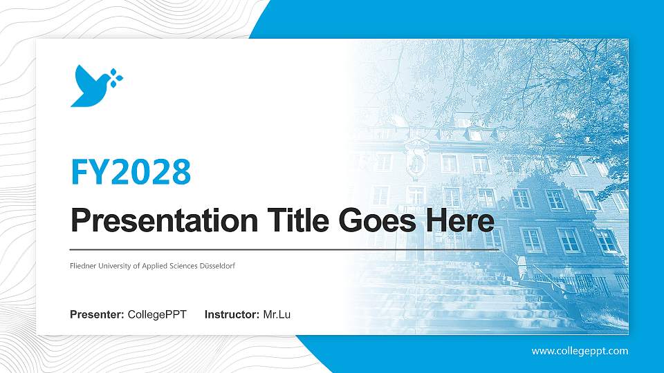 Fliedner University of Applied Sciences Düsseldorf Academic Presentation/Research Findings Report PPT Template16:9 ratio PPT effect preview image
