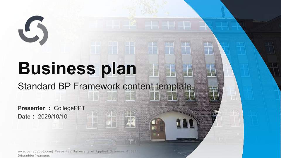 Fresenius University of Applied Sciences – Düsseldorf campus Competition/Entrepreneurship Contest PPT Template16:9 ratio PPT effect preview image