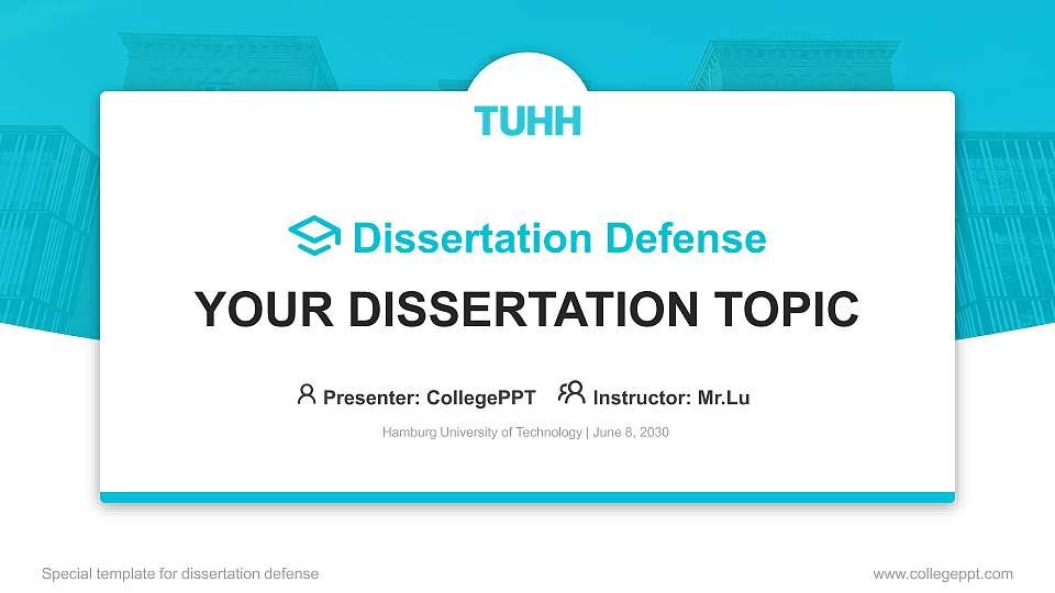 Hamburg University of Technology Graduation Thesis Defense PPT Template16:9 ratio PPT effect preview image