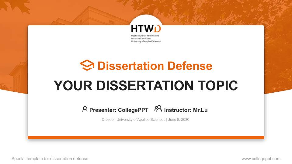 Dresden University of Applied Sciences Graduation Thesis Defense PPT Template16:9 ratio PPT effect preview image