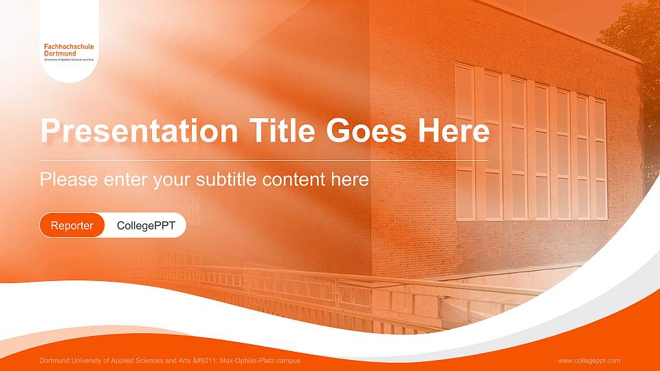 Dortmund University of Applied Sciences and Arts – Max-Ophüls-Platz campus Lecture Sharing and Networking Event PPT Template16:9 ratio PPT effect preview image