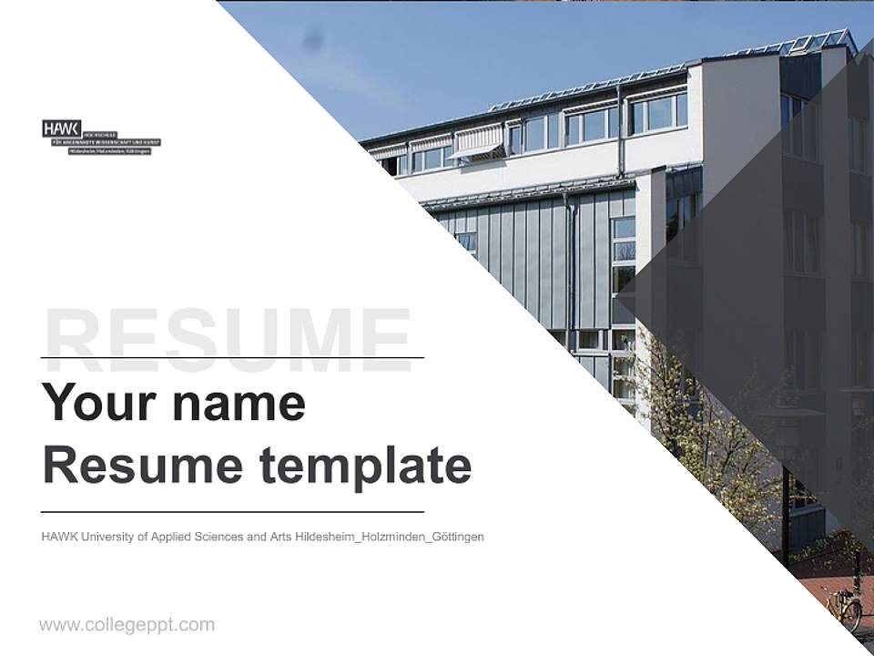 HAWK University of Applied Sciences and Arts Hildesheim_Holzminden_Göttingen Resume PPT Template4:3 ratio PPT effect preview image5