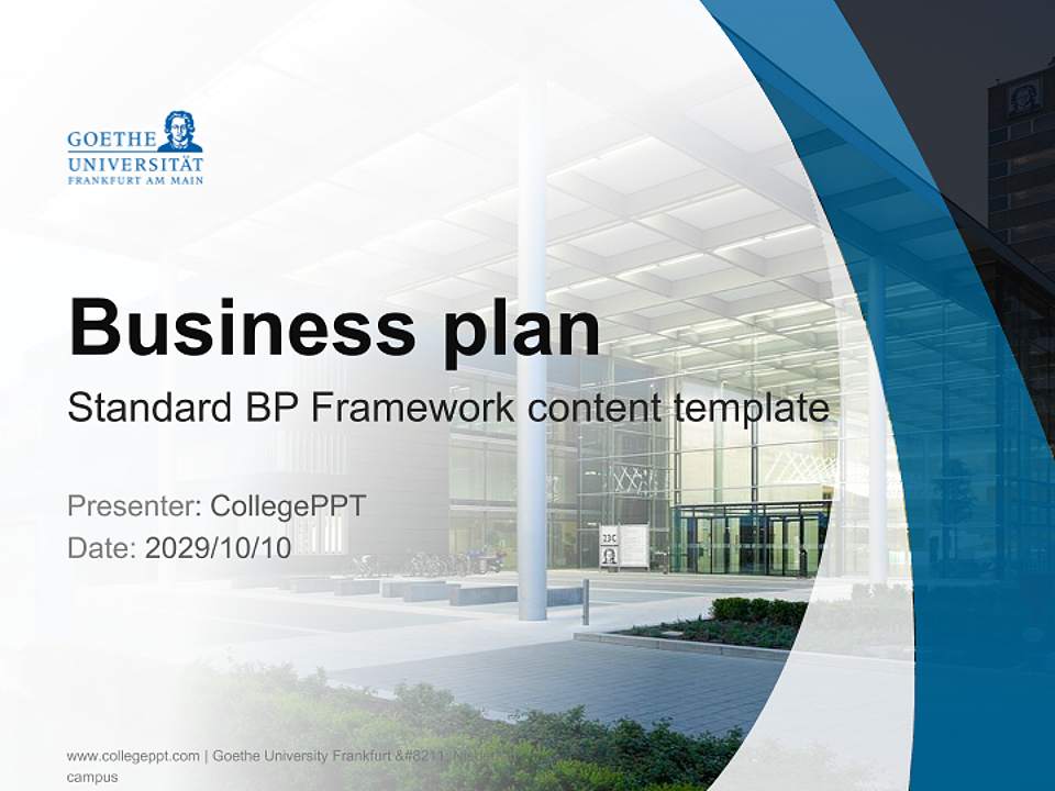 Goethe University Frankfurt – Niederrad campus Competition/Entrepreneurship Contest PPT Template4:3 ratio PPT effect preview image9
