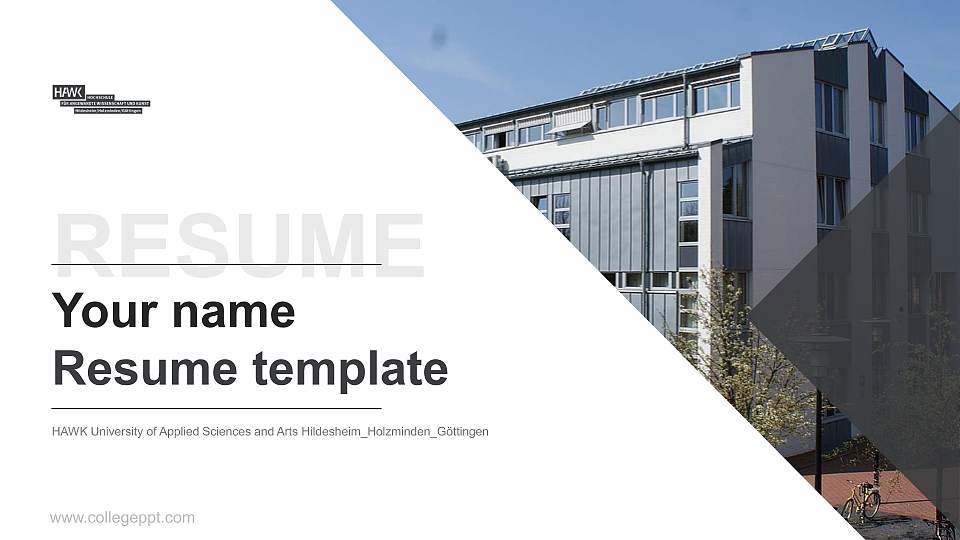 HAWK University of Applied Sciences and Arts Hildesheim_Holzminden_Göttingen Resume PPT Template16:9 ratio PPT effect preview image