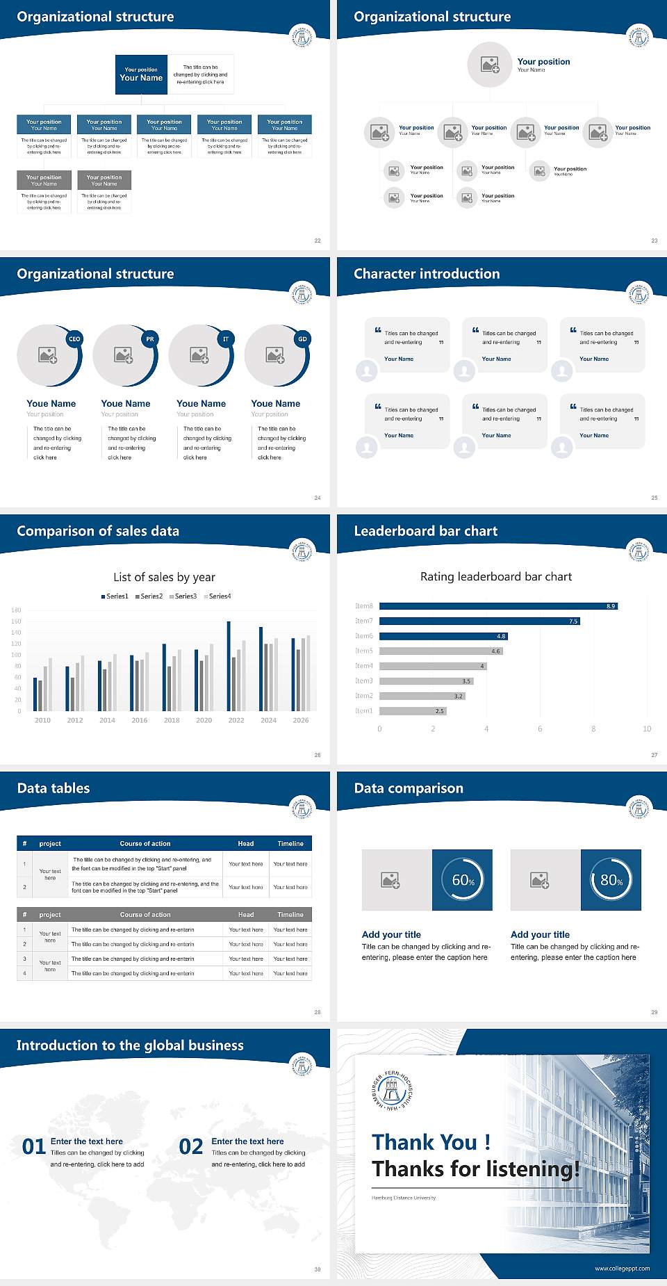 Hamburg Distance University Academic Presentation/Research Findings Report PPT Template4:3 ratio PPT effect preview image4