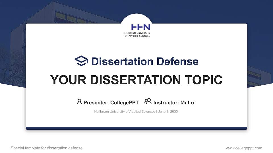 Heilbronn University of Applied Sciences Graduation Thesis Defense PPT Template16:9 ratio PPT effect preview image