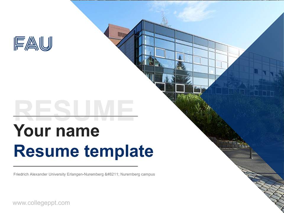 Friedrich Alexander University Erlangen-Nuremberg – Nuremberg campus Resume PPT Template4:3 ratio PPT effect preview image5