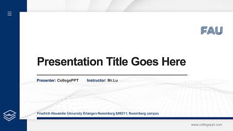 Friedrich Alexander University Erlangen-Nuremberg – Nuremberg campus Thesis Proposal/Graduation Defense PPT Template