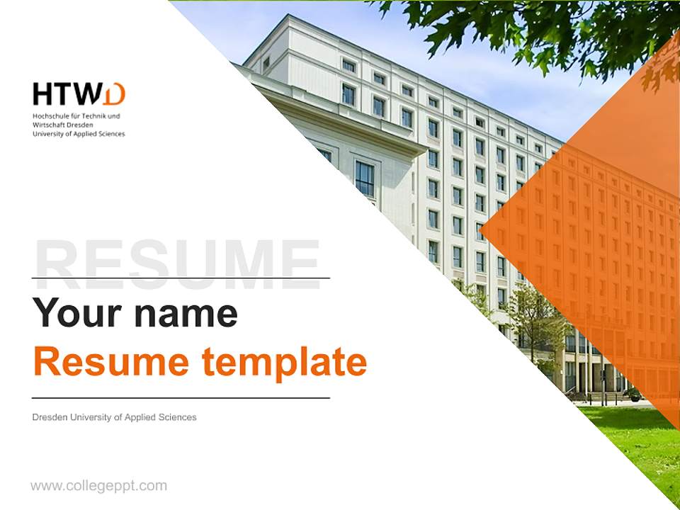 Dresden University of Applied Sciences Resume PPT Template4:3 ratio PPT effect preview image5