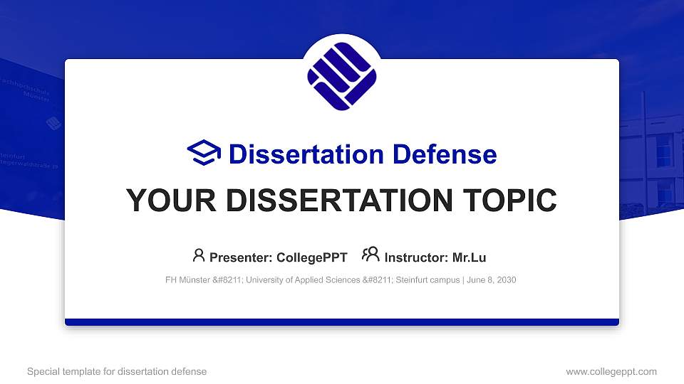 FH Münster – University of Applied Sciences – Steinfurt campus Graduation Thesis Defense PPT Template16:9 ratio PPT effect preview image