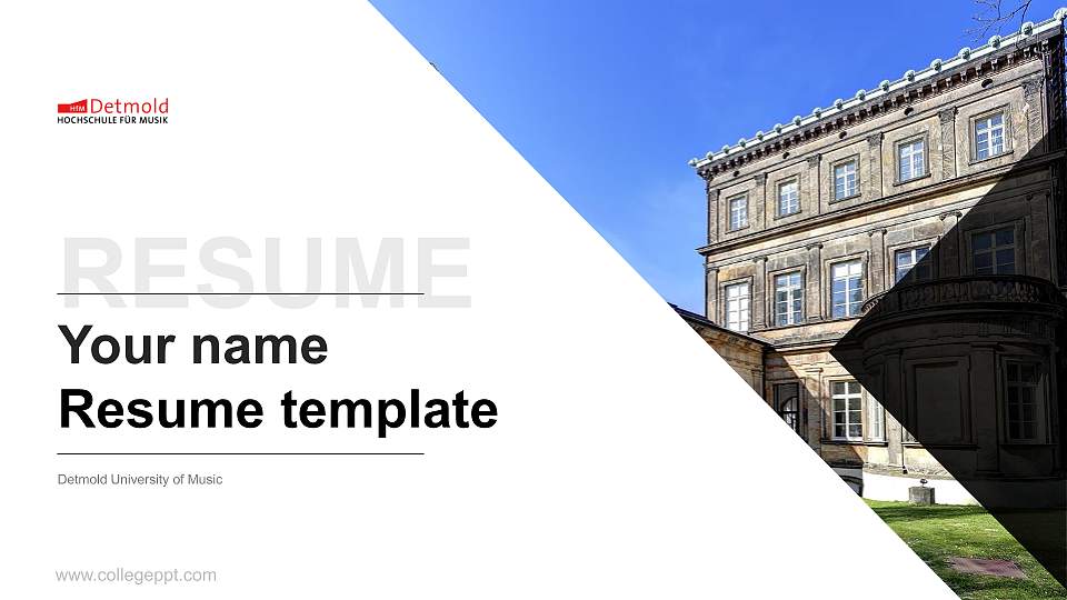 Detmold University of Music Resume PPT Template16:9 ratio PPT effect preview image