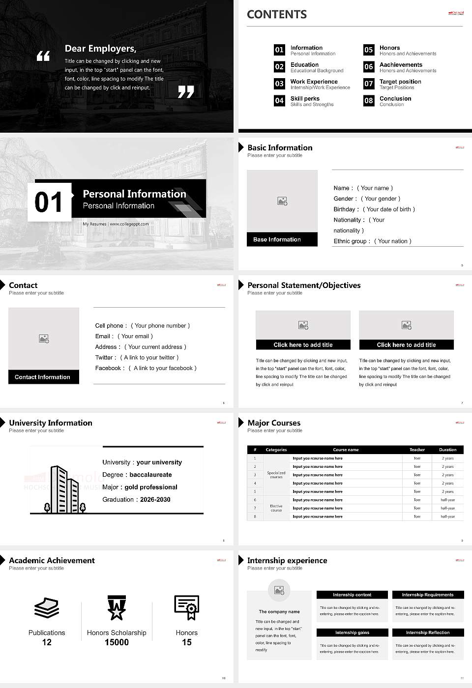 Detmold University of Music Resume PPT Template16:9 ratio PPT effect preview image2