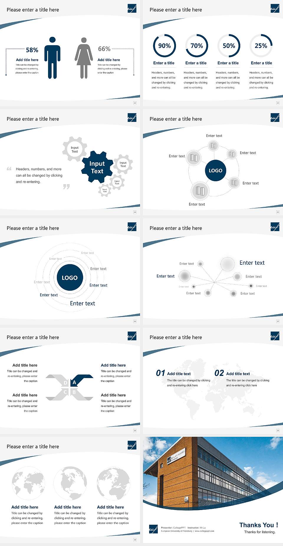 European University of Flensburg Course/Courseware Creation PPT Template4:3 ratio PPT effect preview image4