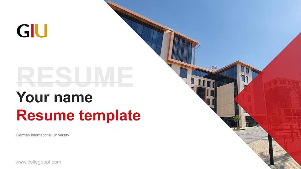 German International University Resume PPT Template16:9 ratio PPT effect preview image