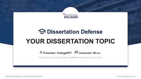Esslingen University of Applied Sciences – Hilltop campus Graduation Thesis Defense PPT Template