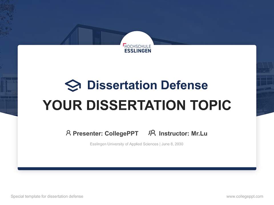 Esslingen University of Applied Sciences Graduation Thesis Defense PPT Template4:3 ratio PPT effect preview image7
