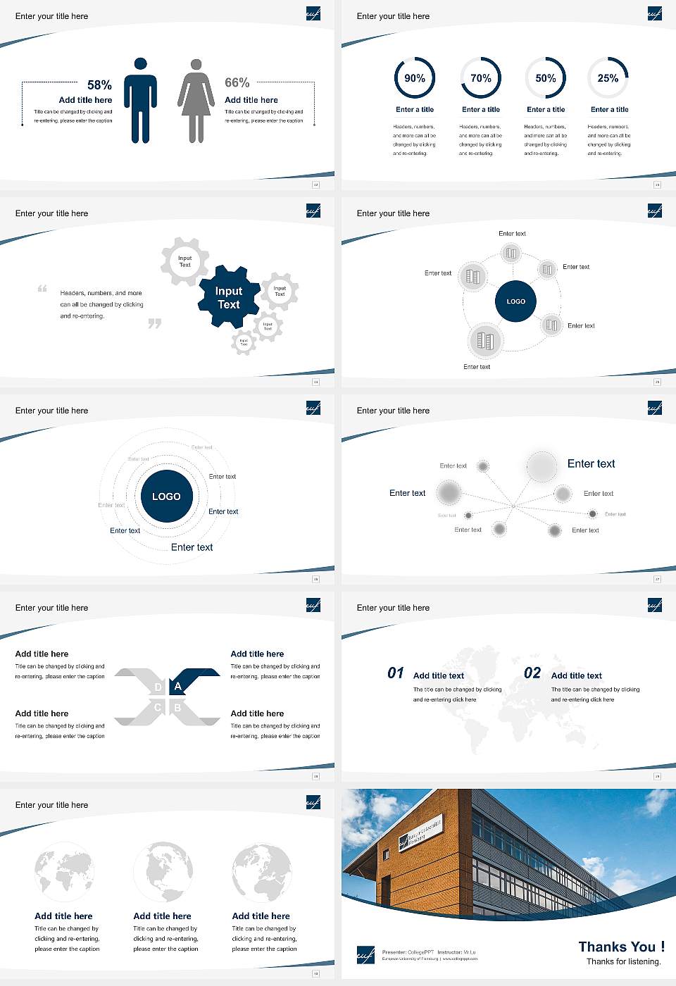 European University of Flensburg Course/Courseware Creation PPT Template16:9 ratio PPT effect preview image4