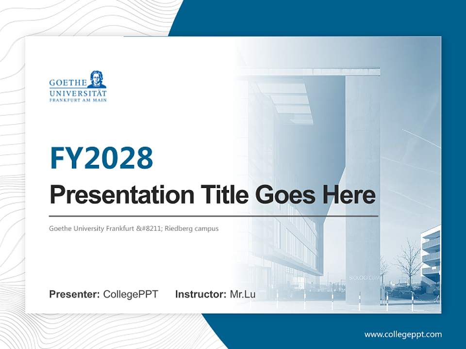Goethe University Frankfurt – Riedberg campus Academic Presentation/Research Findings Report PPT Template4:3 ratio PPT effect preview image5