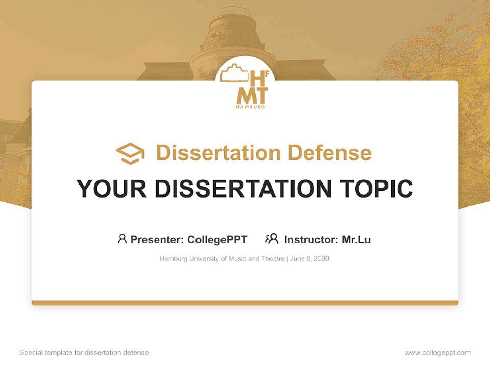 Hamburg University of Music and Theatre Graduation Thesis Defense PPT Template4:3 ratio PPT effect preview image7