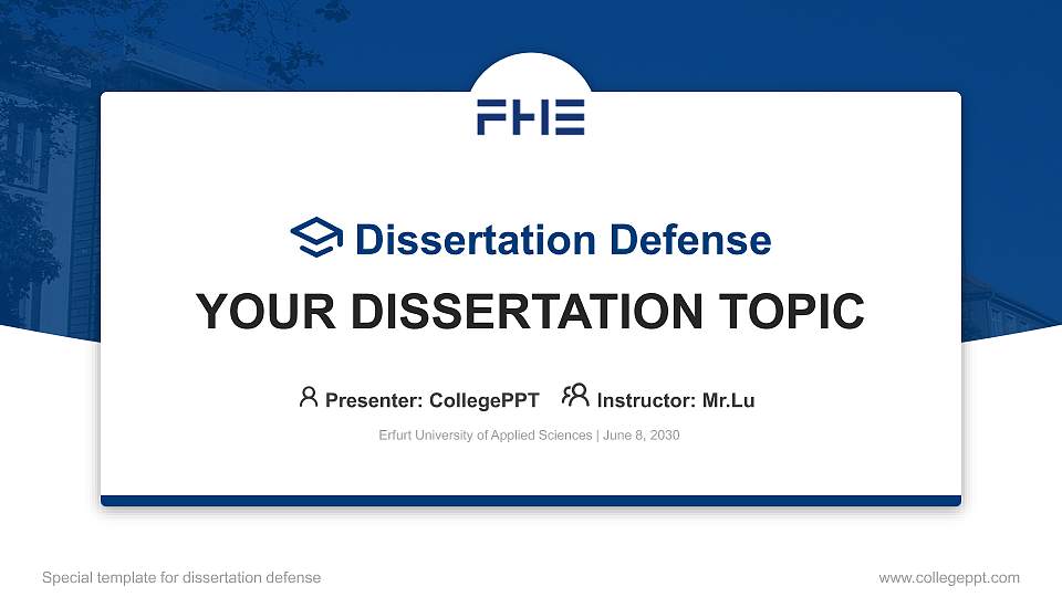 Erfurt University of Applied Sciences Graduation Thesis Defense PPT Template16:9 ratio PPT effect preview image