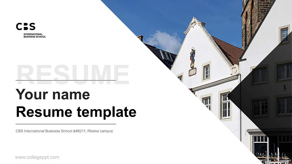 CBS International Business School – Rheine campus Resume PPT Template16:9 ratio PPT effect preview image