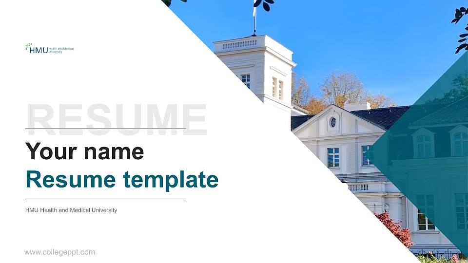 HMU Health and Medical University Resume PPT Template16:9 ratio PPT effect preview image