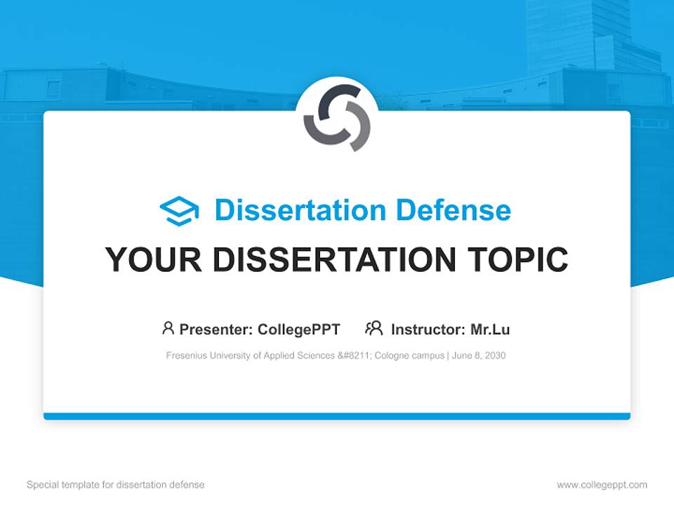 Fresenius University of Applied Sciences – Cologne campus Graduation Thesis Defense PPT Template4:3 ratio PPT effect preview image7